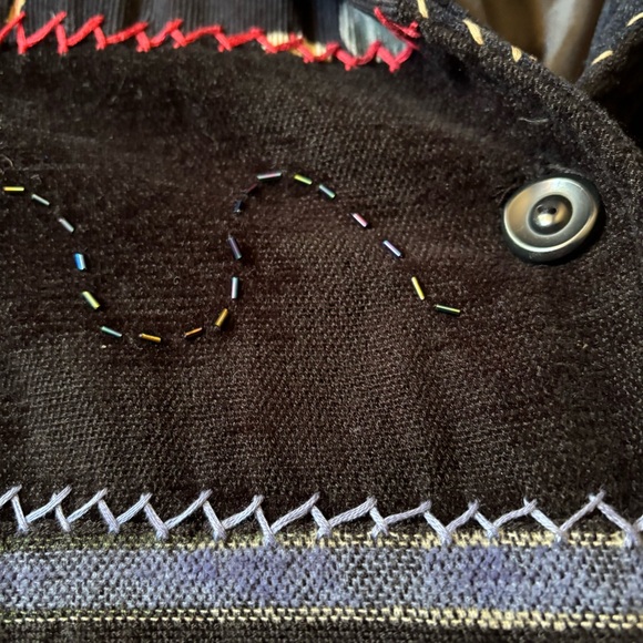 White Stag Blazer Top Size XL Blue Patchwork Floral Lined Button Front - Picture 8 of 10